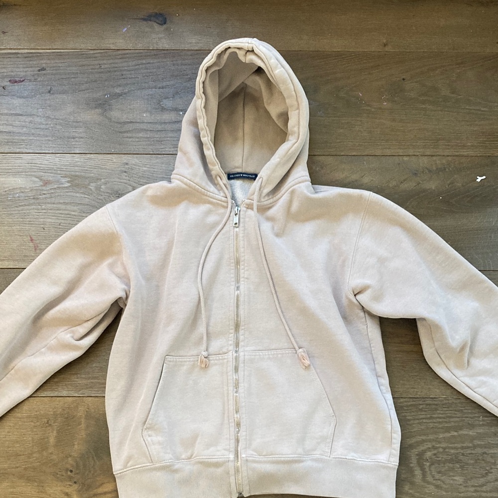 Brandy Melville Beige Zip-Up Hoodie